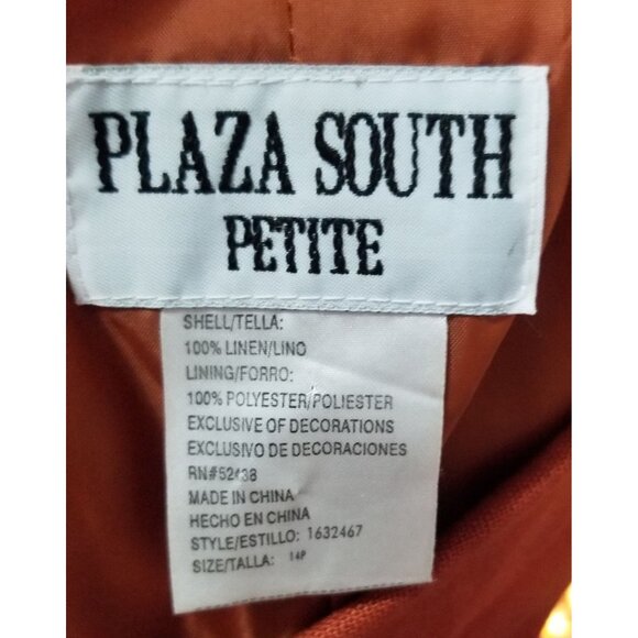 Plaza South Linen Vintage Skirt Set Sz 14 Petite by Plaza South Petite Burnt Ora - Picture 3 of 11